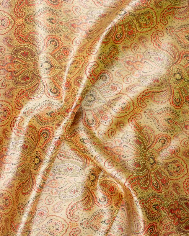 Satin jacquard Indien paisley Doré - Tissushop